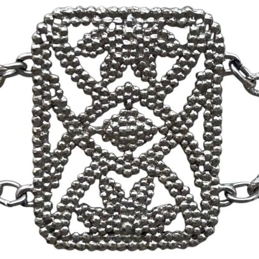 Vintage Stamped Steel Panel And Chain Fashion Belt Women's 30